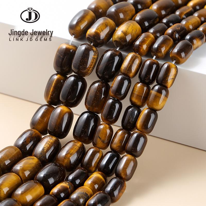 Jinde Jewelry Natural Yellow Tiger Eye Barrel Beads Bracelet DIY Accessory