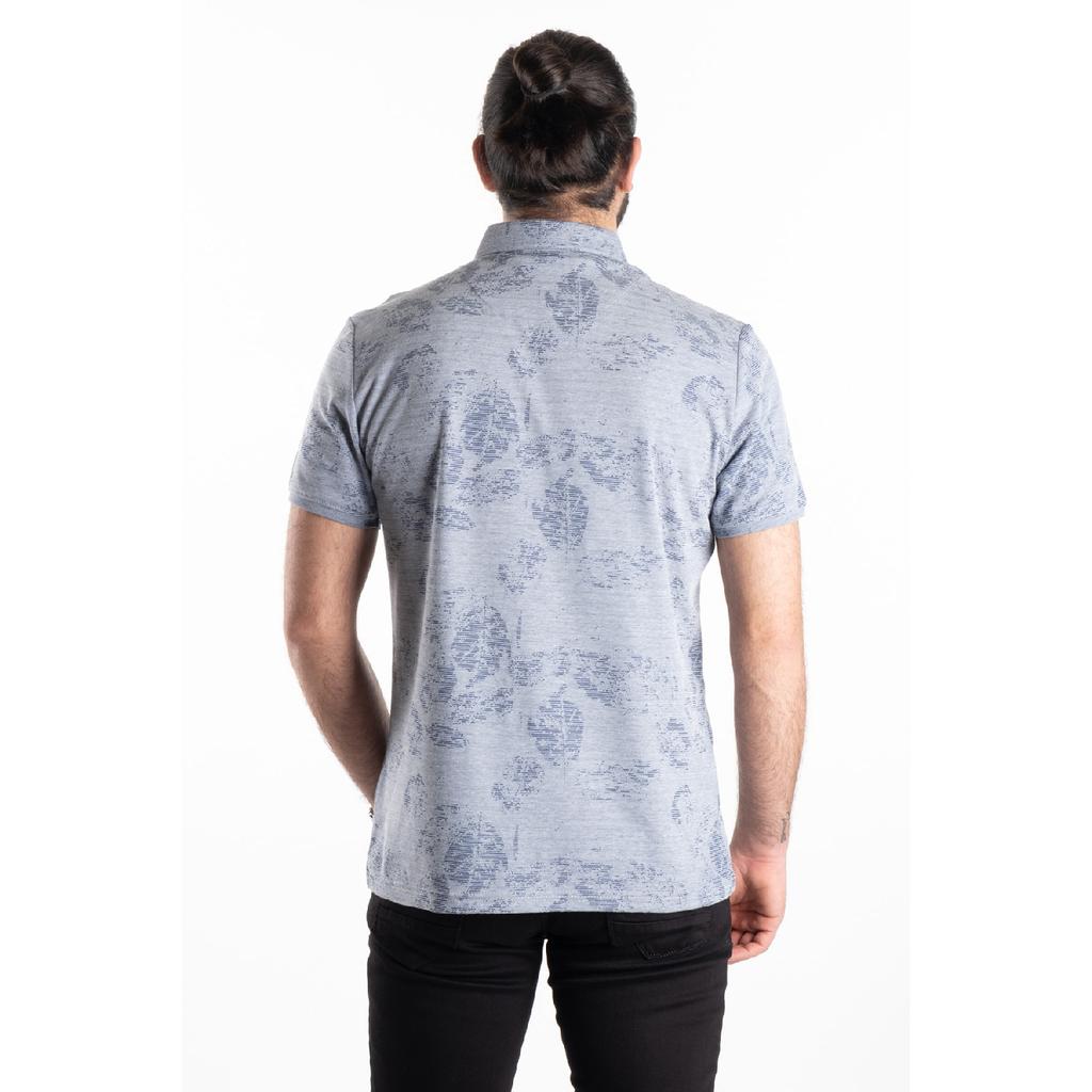 Tricou pentru bărbați, bej, abstract jacquard, cu gât polo