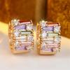 Rainbow Small Stone Multicolor Zircon Round Hoop Earrings For Women Vintage Gold Color Ear Buckle Wedding Jewelry Valentine Gift