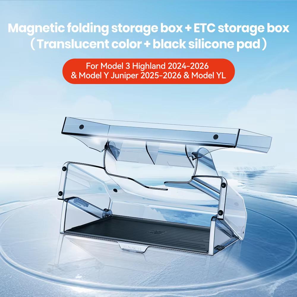 YZ For 2021-2026 Tesla Highland Model 3/Y/YL Juniper Tray Magnetic Under Screen Hidden Storage Box Magnetic Hidden Screen Box