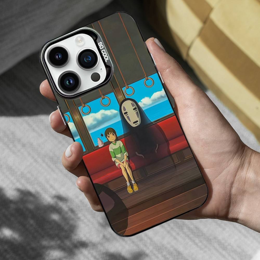 Ctue S-Spirited A-Away Anime Phone Case For iPhone 16,15,14,13,12,11,Mini,Pro,MAX Black Matte Shockproof Cover