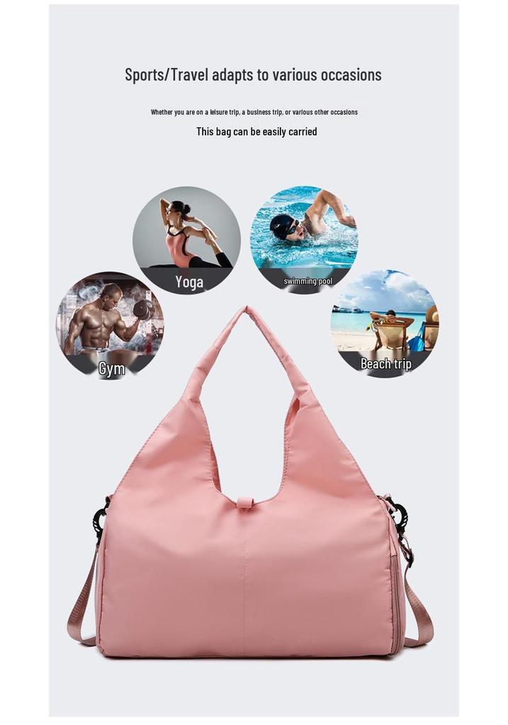 Women's Wear-Resistant Travel Sports Bag with Luggage Strap and Wet/Dry Separation