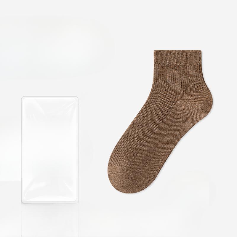 Female Autumn Pure Color Sweat Absorbing Breathable Deodorant Sports Short Tube Cotton Socks