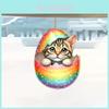 Cute Cartoon Colored Egg Cat Pattern Acrylic Pendant For Home And Vehicle Decor