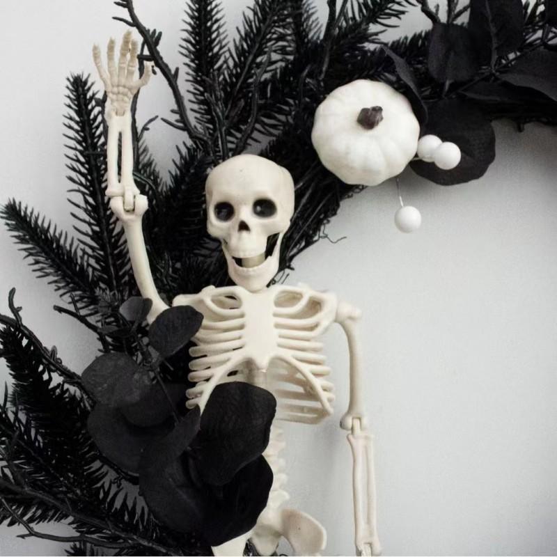 Halloween Decorative Wreath With Plastic Skull Spider Pumpkin Home Party Door Wall Decoration
