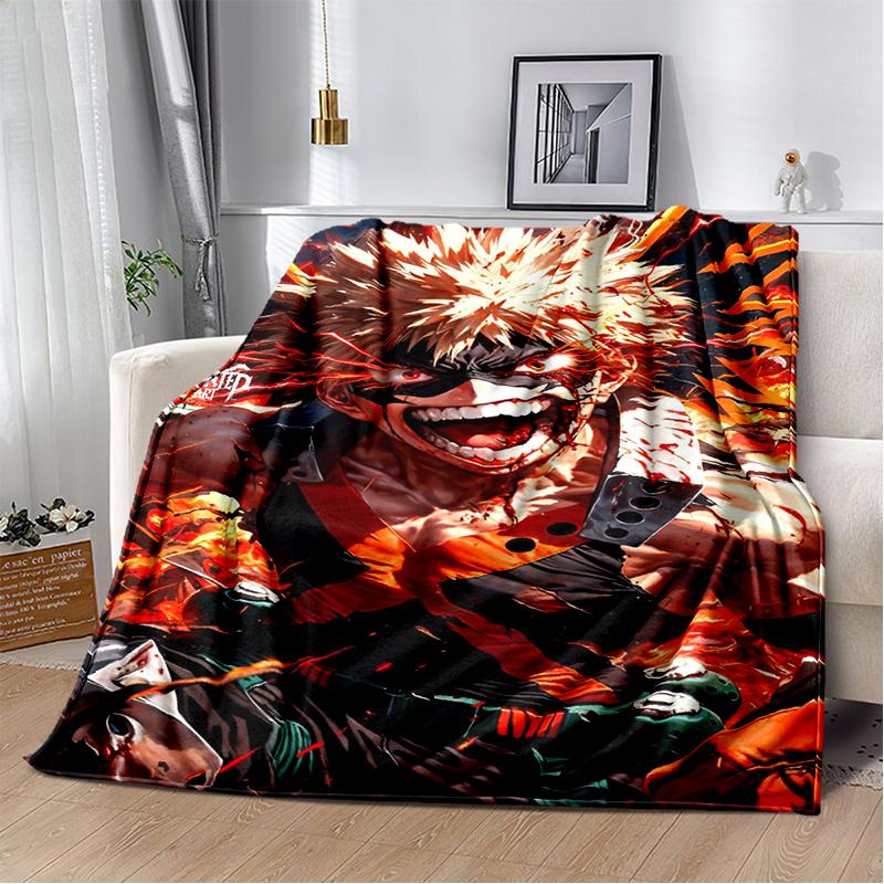 3D My Hero Academia Deku Bakugou Cartoon Anime Blanket,Soft Throw Blanket for Home Bedroom Bed Sofa Travel Picnic Cover Kids
