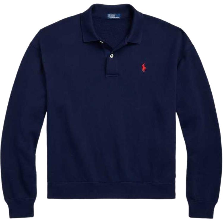 

Поло Ralph Lauren Свободный крой Однотонная рубашка поло с длинным рукавом Женские топы Морской синий WMPOKNINFB20773-410 XS