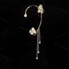 Sparkling Zircon Flower Butterfly Ear Bone Clip for Women Without Piercing Tassel Ear Cuff Clip Earrings Wedding Jewelry
