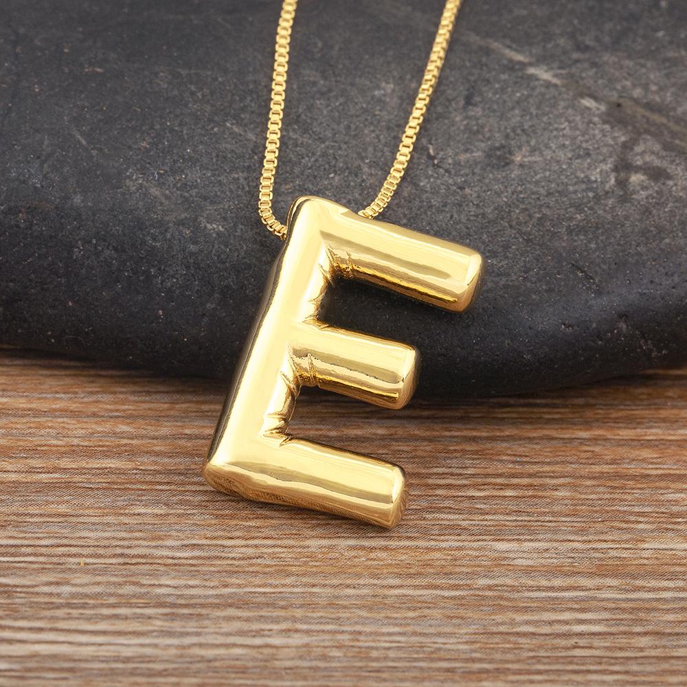 Nidin New Retro Punk Style Copper A-Z Letters Pendant Necklace Initials Alphabet For Women Vintage Name Jewelry Daily Party Gift