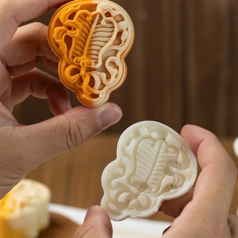 Cultural Autumn Festival Moon Cake Hand Press Molds With Gourd Shape DIY Baking Tool For Kitchen Artistries