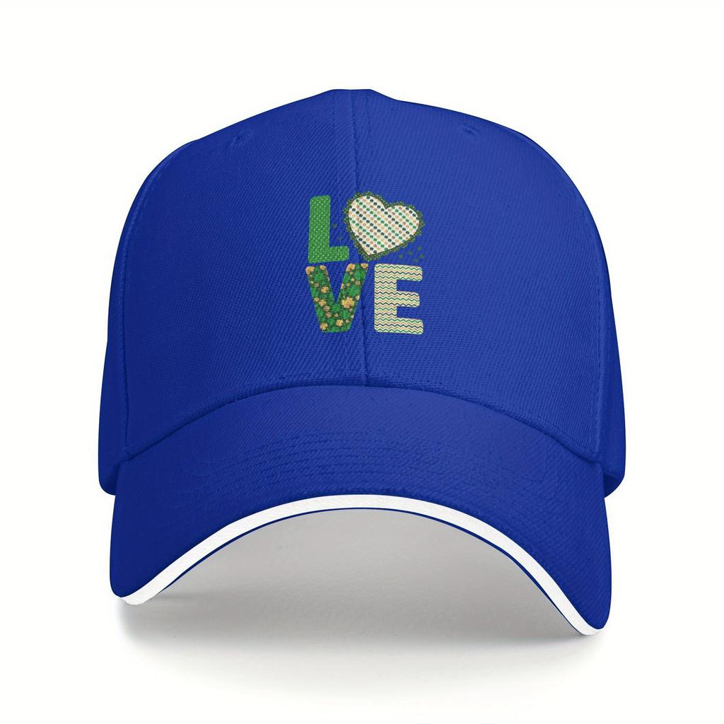 Love St Patrick Day Heart Print Baseball Cap Polyester Casual Adjustable Adult Hat