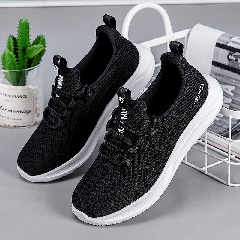 Autumn fashion leisure travel walking shoes soft sole non-slip casual shoes medium flying woven breathable women's sports shoes