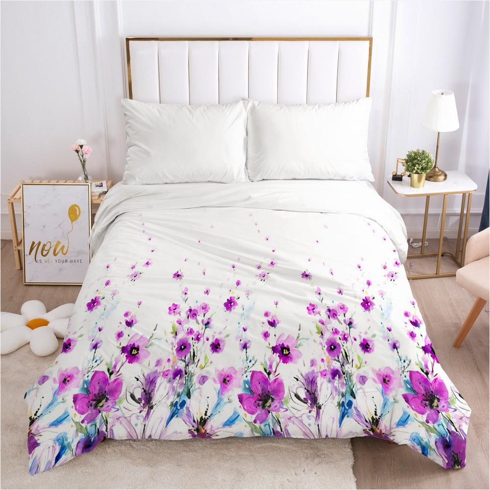 

Comforter 3D Hd Light Luxury Queen King Size Printing Modern Art Printed Bedding Simple Pink Flower 3-Piece Set Comforter (quilt)-EU Single(135*200cm)3pcs