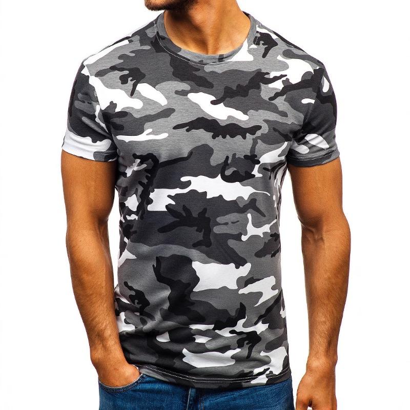 Summer Men's Short Sleeved T-shirt with Digital Printing Camouflage Round Neck Casual Short Sleeved 3D T-shirt