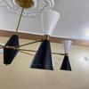 Mid-Century Modern Chandelier: Black White 6-Light Ceiling Fixture