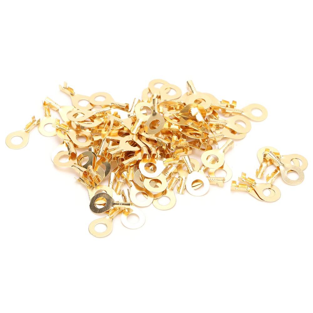 100Pcs Sturdy Structure Eye Terminal Brass Ring Cold Pressed Terminal  Low-frequency Working