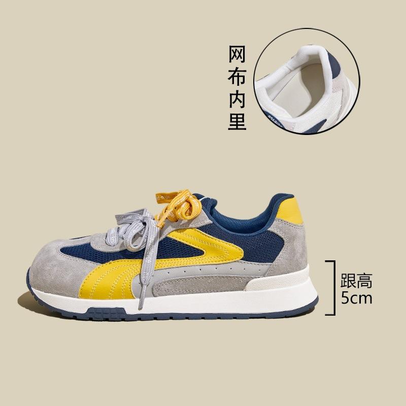 Summer and Autumn New Inner Heightening Thick-soled Breathable Lace-up Versatile Casual Sports Shoes Women