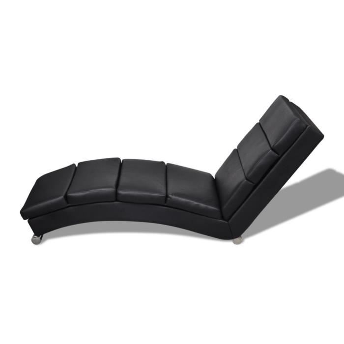 VidaXL Chaise longue Noir Similicuir