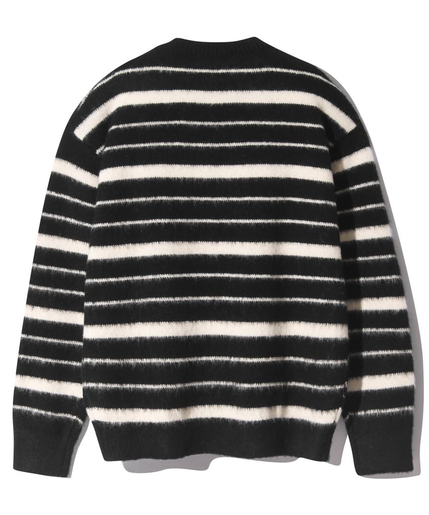 BASEMOMENT Hairy Stripe Rundstrick Schwarz