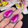Pink Rubillite Gemstone Handmade 925 Sterling Silver Jewelry Earring 1.97" KG-1784