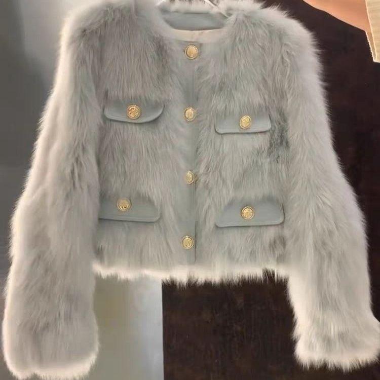 

Женское пальто из искусственного лисьего меха с коротким мехом в стиле знаменитостей