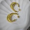 Stainless steel curved hook earrings women's gold niche light luxury fashion high-end earrings spot