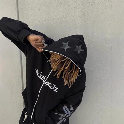 European and American Autumn Embroidered Star Print Loose Men's and Women's Trendy Hoodie