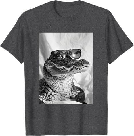 Cute Crocodile with Sunglasses Cool Swamp Animal Photo Booth TShirt Wildlife Animal Photographers Novelty Gift Y2k Graphic Tees