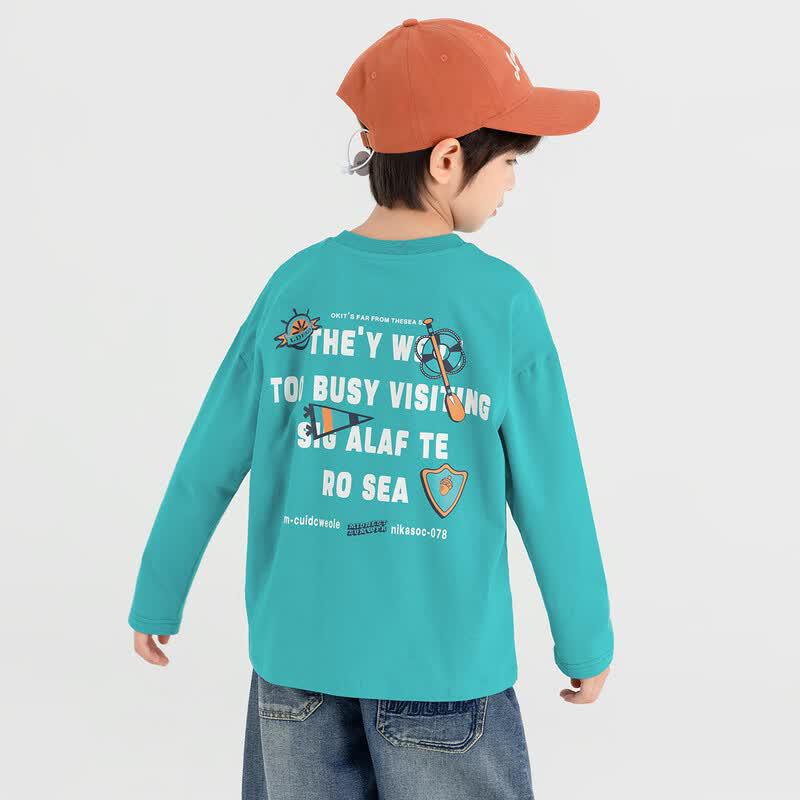 Duoduo Home Boys' Trendy Print Pure Cotton Long Sleeve T-Shirt