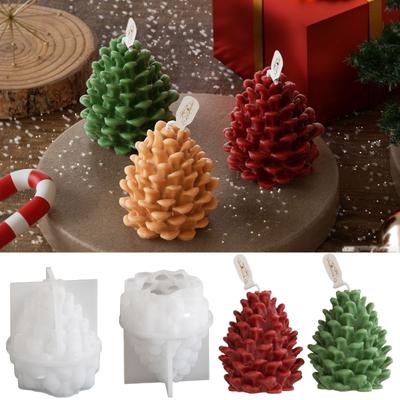 Leicht zu reinigende Silikonform zur Kerzenherstellung. 3D-Ornament in Tannenzapfenform. Perfektes Geschenk für Bastelbegeisterte.