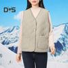 Women Fall Winter Waistcoat Sleeveless V Neck Single Breasted Thick Padded Warm Solid Color Casual Windproof Soft Lady Vest Coat