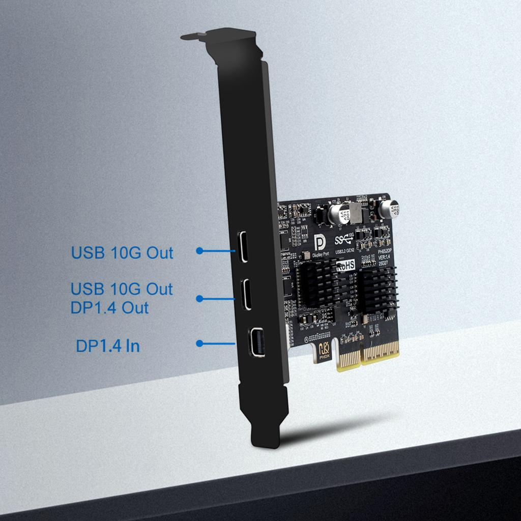 Type-C Expansion Card ASM3142 Controller USB 3.1 10Gbps Gen 2 Expand Card Riser DP 4K Video Adapter Converter
