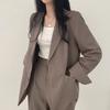 Women Spring Autumn Suit Coat Lapel Long Sleeve Flap Pockets Solid Color Loose Fit Casual Blazer Workwear