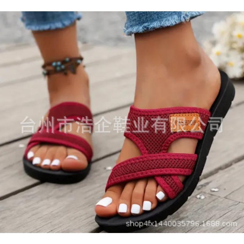 Large size slippers women's wish new European and American flat casual open-toed beach sandals women's shoes