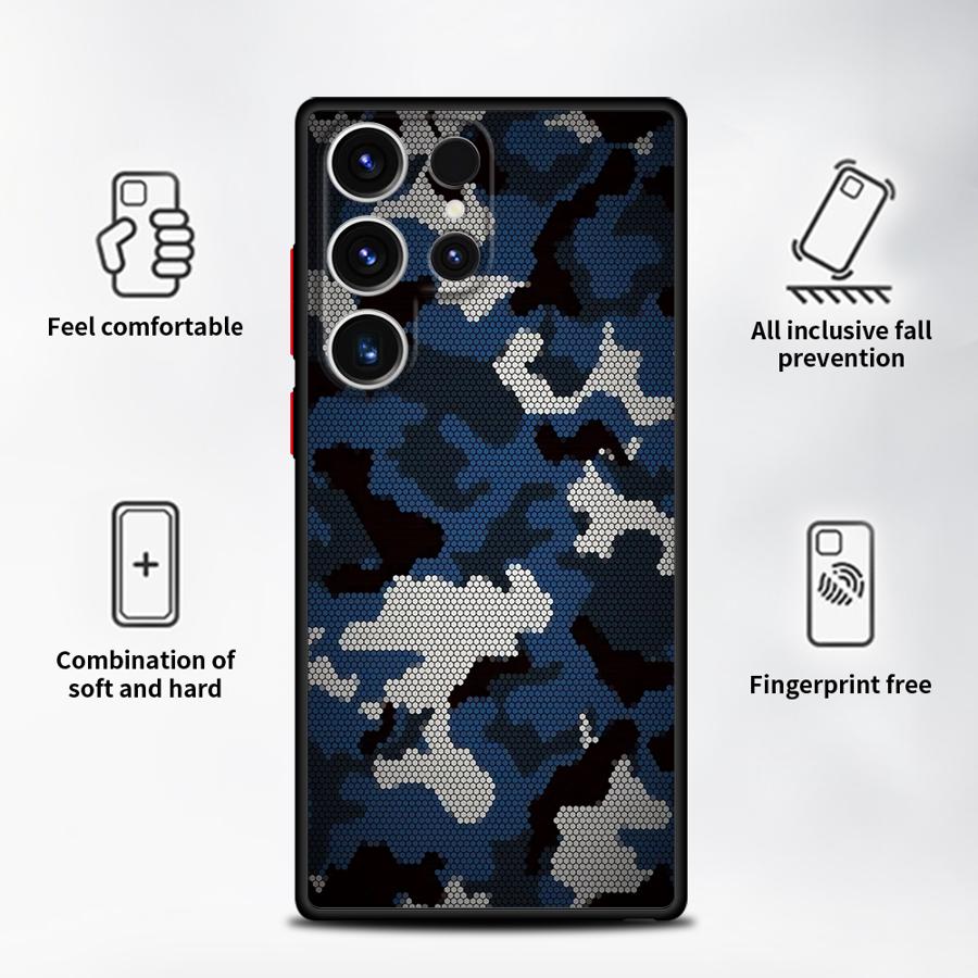 Funda Back Phone Cover Case for Samsung Galaxy S25 Ultra S21 S23 FE S26 S22 S24 Plus S20 FE Note 20 Ultra 10+ Retro Camouflage