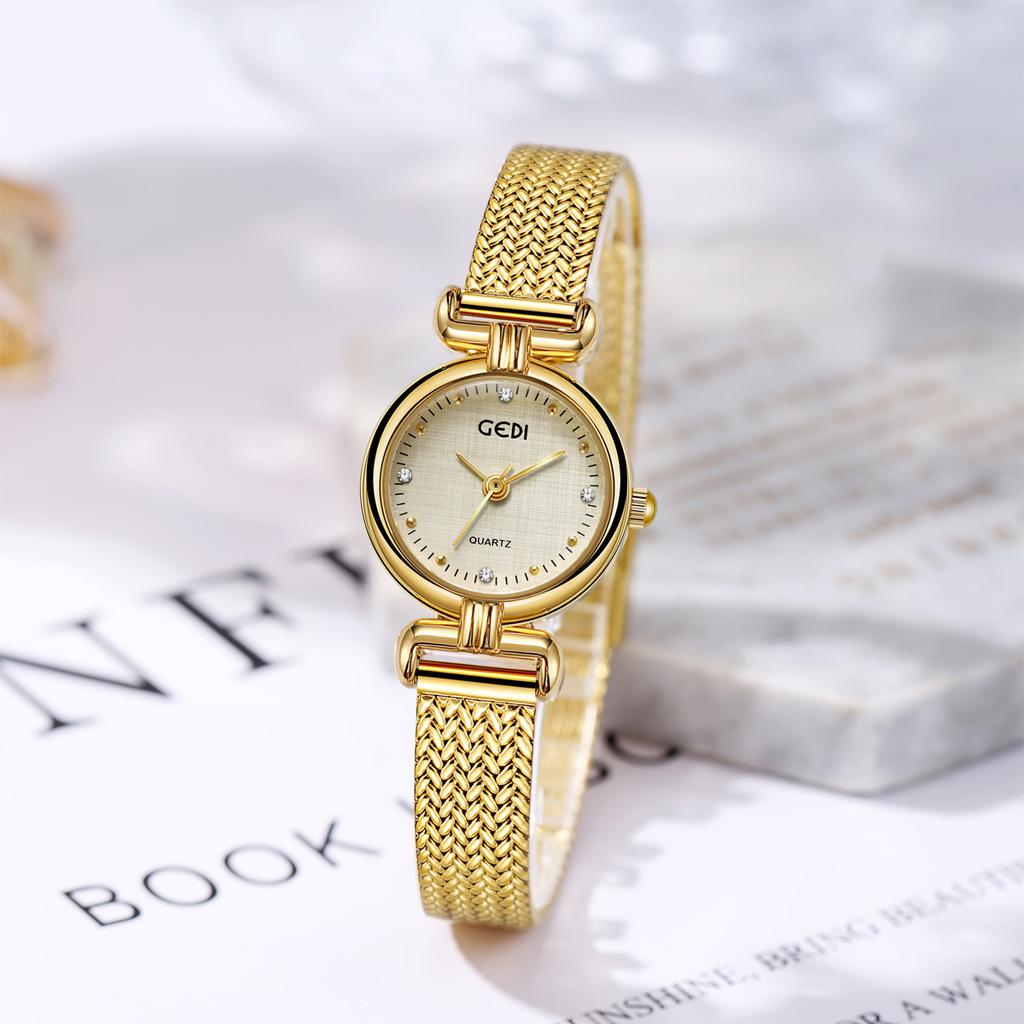 Niche High-End Women'S Watch Retro High-Value Wheat Ear Mesh With Watch Waterproof Women'S Quartz Watch