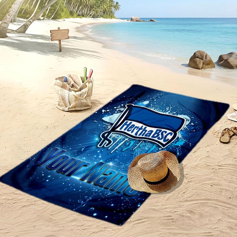 Hertha BSC Asciugamano da Spiaggia Stampato Personalizzato Logo Calcio Supporto Nome Personalizzato Testo Asciugamano Assorbente Per Sport Viaggio Regalo Speciale