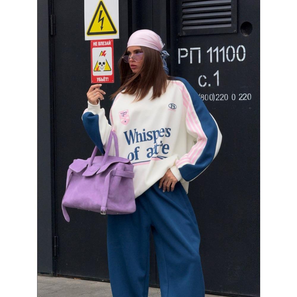 2025 Autumn New Suit Women's High-end Autumn and Winter Sweater Contrasting Color Splicing Trousers Two-piece Set