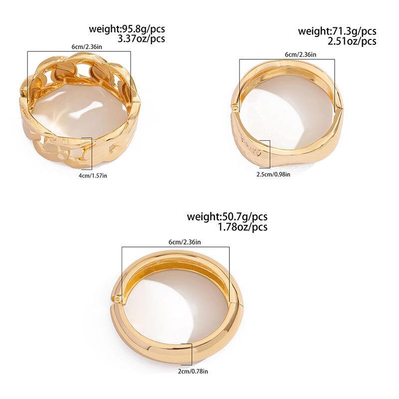 SHIXIN Hip Hop Liscio Colore Oro Larga Catena Bracciale a Molla per Donne Punk Metallo Geometrico Bracciale a Manchette Unisex Uomo Gioielli