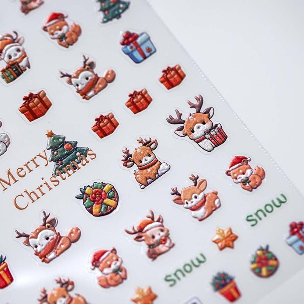 Nail Art Decoration Christmas Nail Stickers DIY Nail Charms Christmas Nail Decals Colorful   Girls