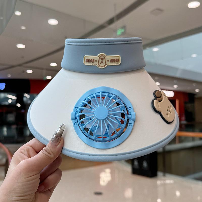 Children's Hat with Fan Solar Rechargeable Boys and Girls Big Hat Brim Sun Protection Sunshade Summer Travel Sun Hat