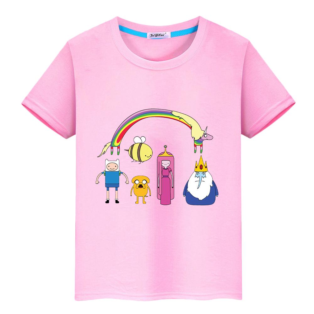 Adventure Time T Shirt for Kids Boy 10years 100%Cotton Anime Short Tops Pride Tshirt Y2k Toddler Girl Clothes Kids Clothes Girls
