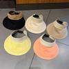 New Summer for Women's Large Brim Empty Top Straw Hat Outdoor Foldable UV Protection Sunshade Hats Fashion Vacation Beach Cap