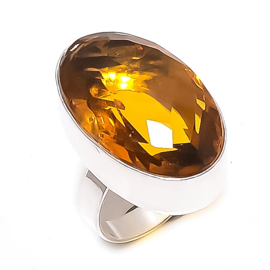 

Цитрин Драгоценный камень Ручная работа 925 Стерлинговое серебро Ювелирное кольцо Размер 6 G9v01