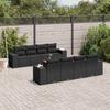 9-teiliges Gartensofa-Set mit Kissen Schwarzes Poly-Rattan