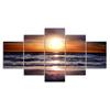 Sunset Beach Sea Waves Canvas 5 Piece Five Panel Wall Print Modern Art Poster Picture Home Decor Gift For Him For Her