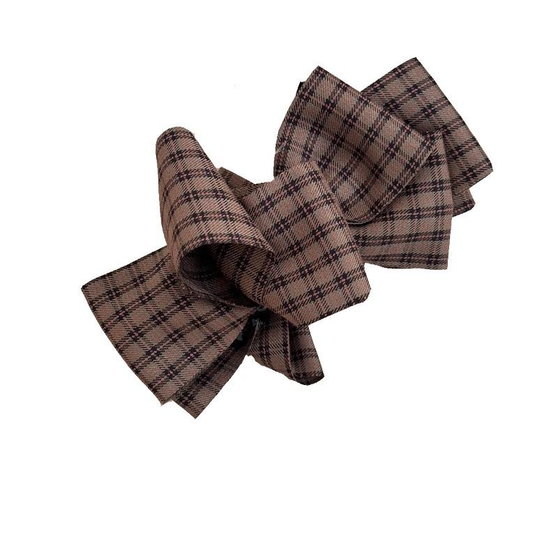 Clips de Banană Britanic Retro Clasic în Carouri, Clips Elegant Vertical, Coadă de Cal Înaltă, Cap Rotund, Spatele Capului