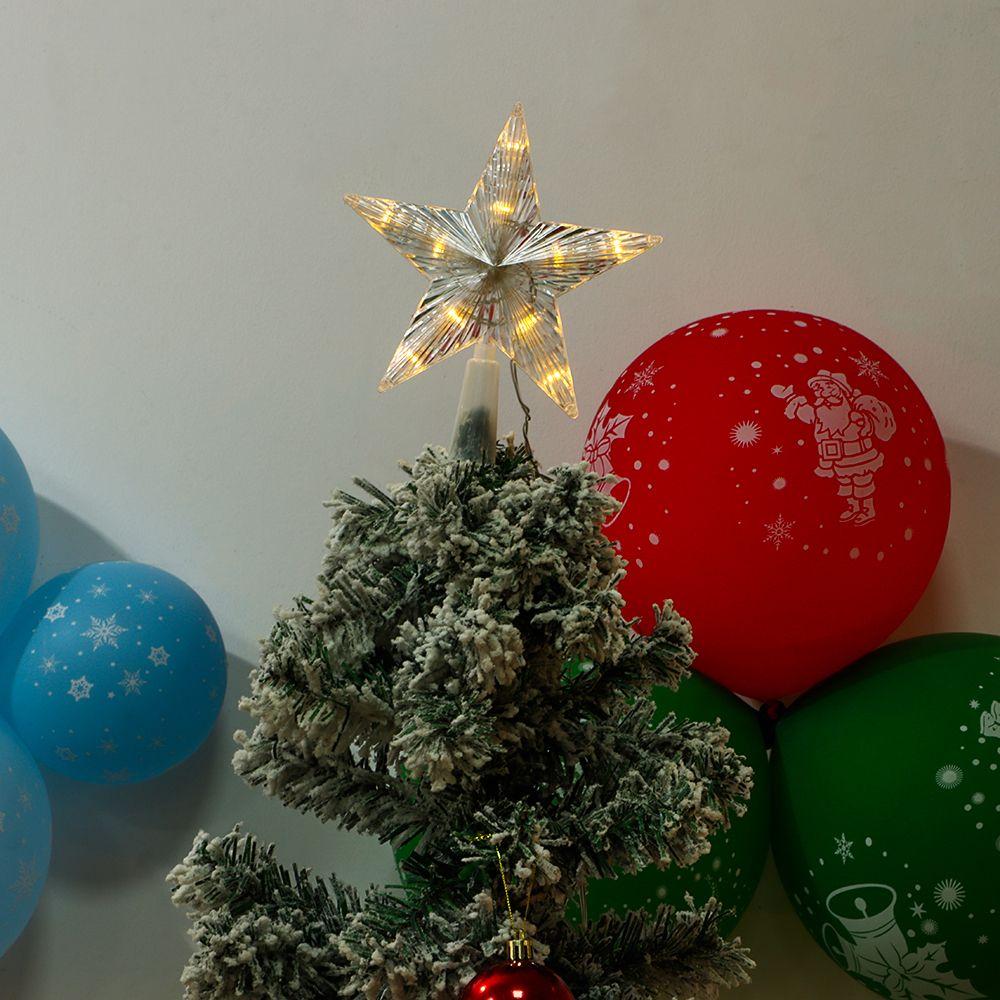 Xmas Decoration Night Light Christmas Tree Top Ornaments LED Glowing Star Five-pointed Star Lamp