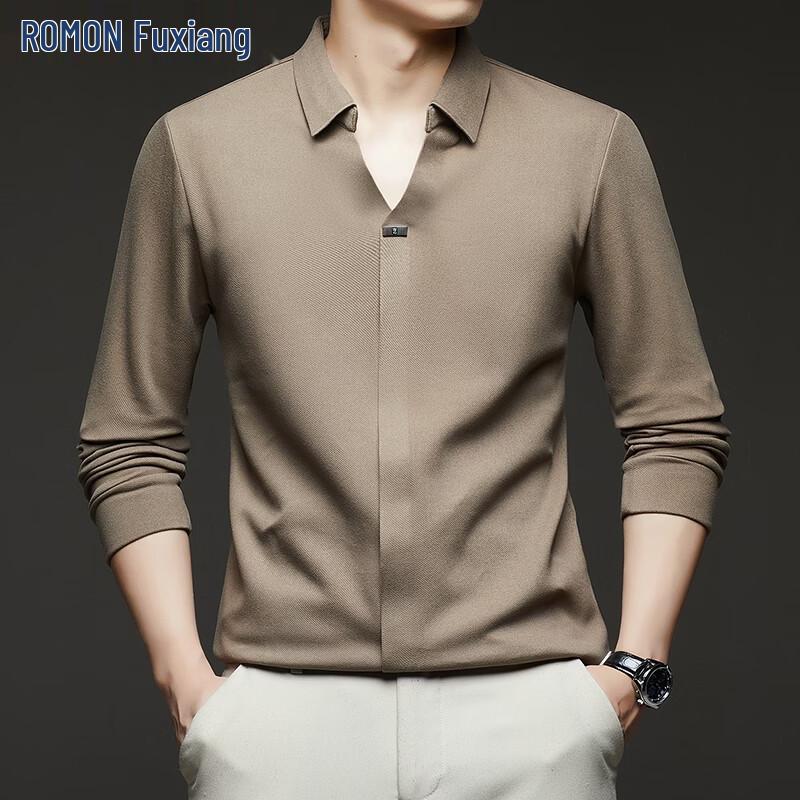 

ROMON Men s Casual Scissor Collar Long Sleeve Shirt 130