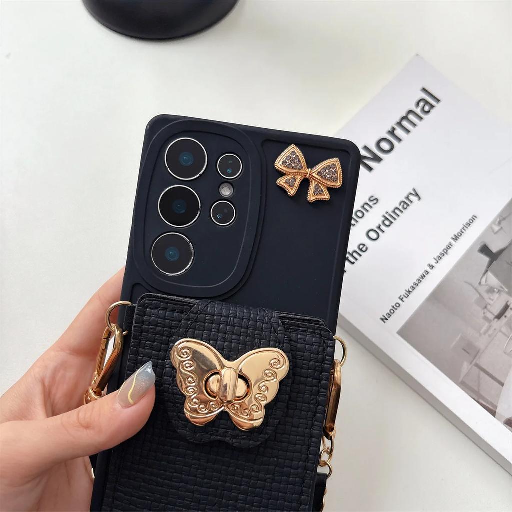 Crossbody Phone Case for Samsung Galaxy S25 Edge S24 S23 Ultra S22 Plus S21 FE A17 A16 A56 A36 A26 A06 A05 Wallet Card Lanyard